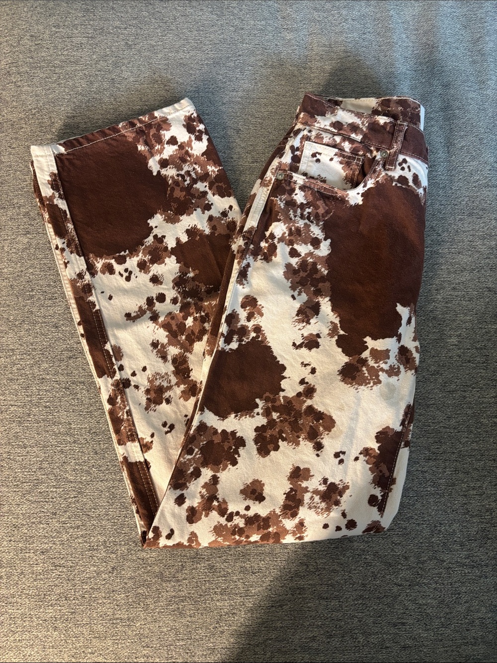 Reformation Val 90’s Straight Leg Cow Print Jeans